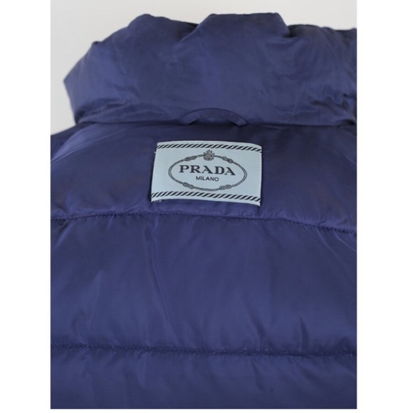 Prada Slimming Down Puffer Jacket w/ Hood Size 42 Medium Blue - Picture 10 of 10